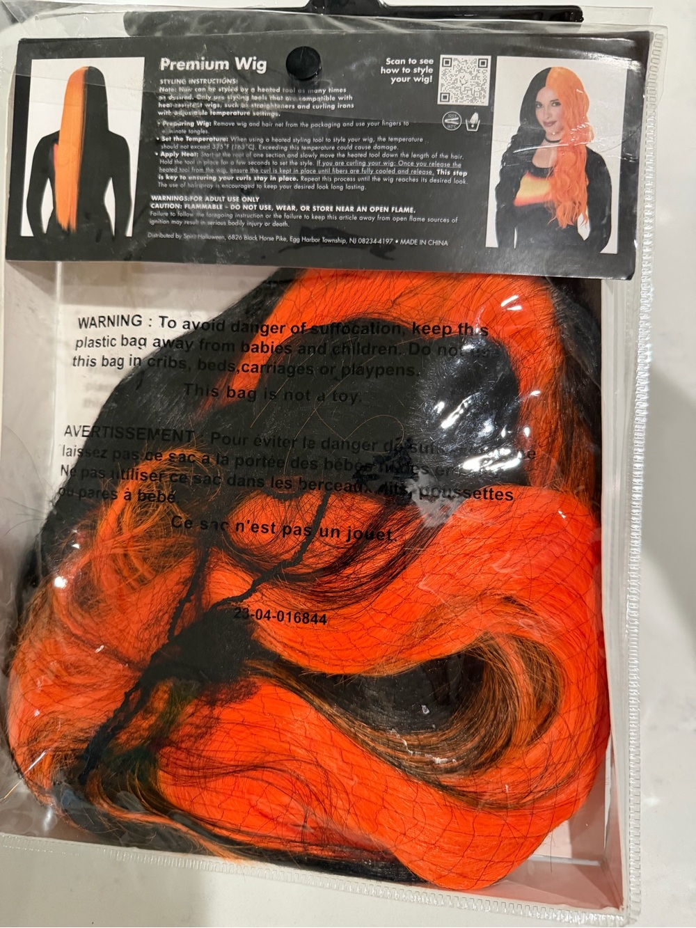 Spirit Two-Tone Black and Orange Split-Style Wig - Picture 3 of 8